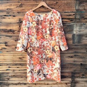 TALBOTS | Floral Orange and Cream Dress 16